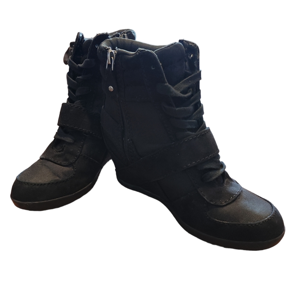 Vera Wang Black Hidden Wedge Boots